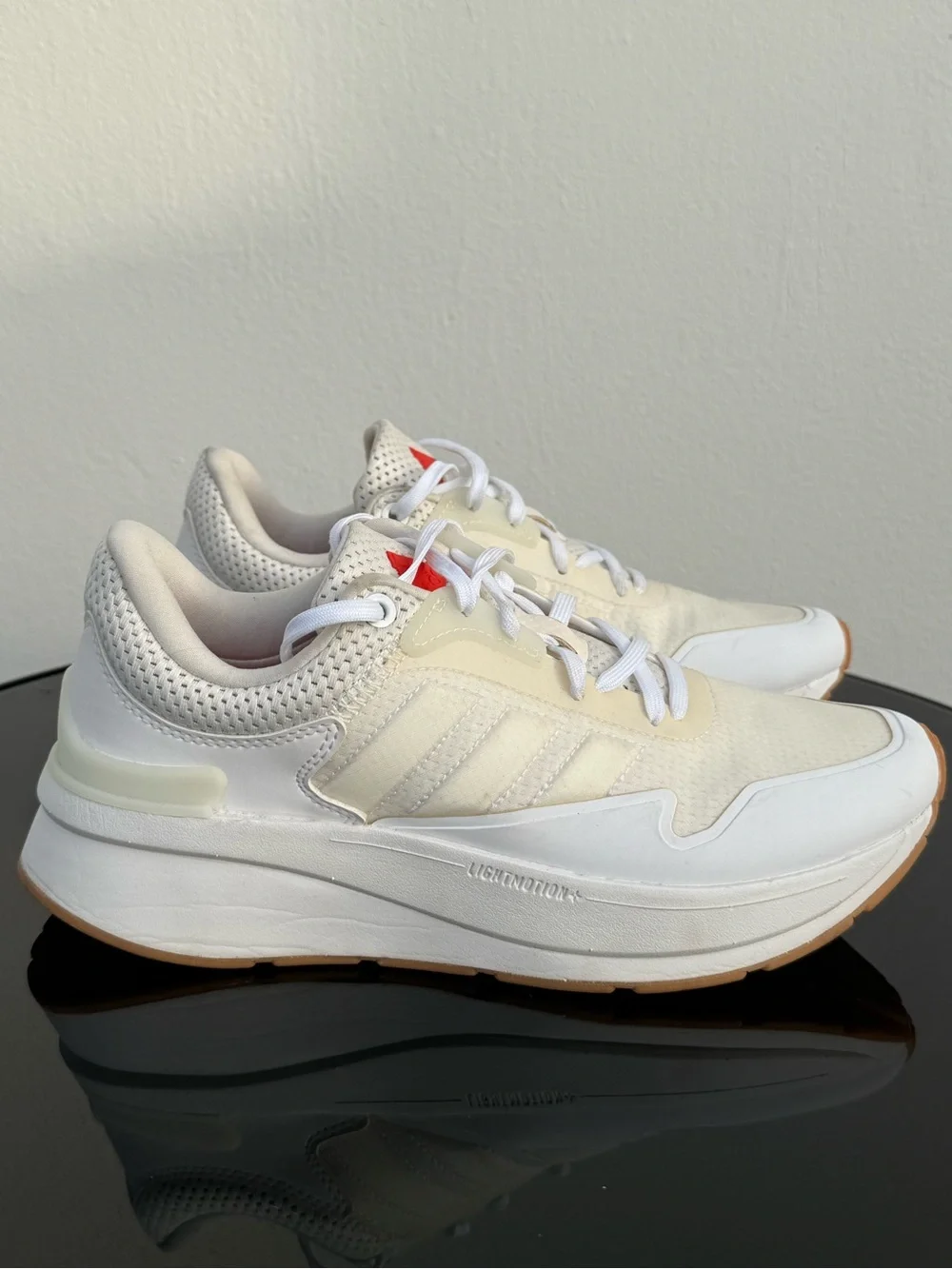 adidas Originals Women’s Cream and White Platform Sneakers with Gum Outsole